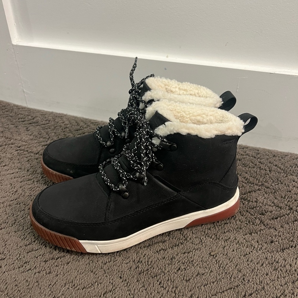 The North Face Black and White Fur-Lined Boots